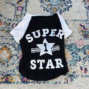 Never been worn before black and white super star pet shirt